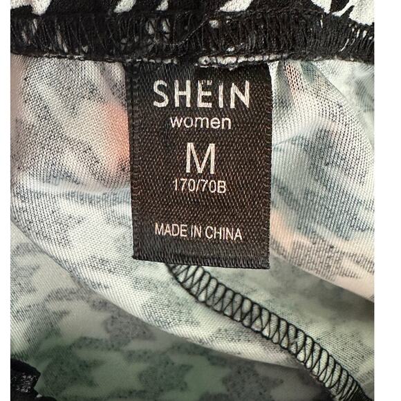 SHEIN black white houndstooth flare pull on pants size Medium - Picture 3 of 9